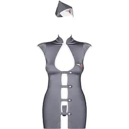 Еротичний костюм стюардеси Obsessive Stewardess 3 pcs costume grey L/XL - мініатюра 5
