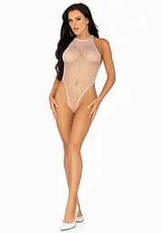 Leg Avenue Net snap crotch tank bodysuit OS White One size - мініатюра 5