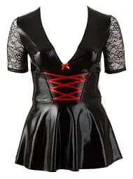 Міні-сукня Cottelli Collection Vinyl Lack Wetlook Latex XL чорний - мініатюра 4