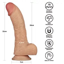 Реалістичний вібратор Vibrating Power Basics Cock 8.5" тілесний - мініатюра 2