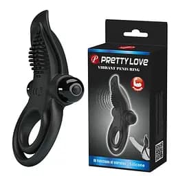 Ерекційне кільце на пеніс з вібрацією Pretty Love Vibro Penis Ring 11.3 см чорний - мініатюра 7