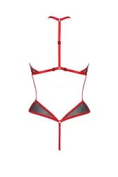 Сітчасте боді з мереживом на грудях Passion Satara Body L/XL red - мініатюра 4