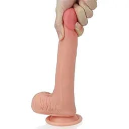Фалоімітатор Dual layered Platinum Silicone 20.5 см тілесний - мініатюра 5