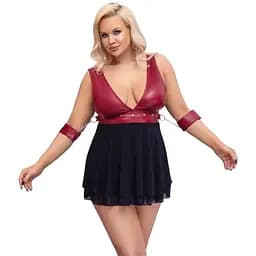 Сорочка Cottelli Collection Bondage Plus Babydoll 4XL чорний з червоним
