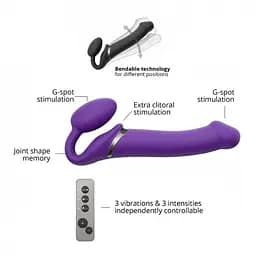 Страпон Strap-On-Me Vibrating L, 19 см (фіолетовий) - мініатюра 5
