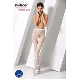 Еротичні колготки-бодістокінг Passion S010 white з доступом геометричний малюнок S/M/L - мініатюра 2