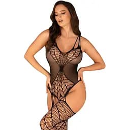 Ажурний бодістокінг під павутину Obsessive Bodystocking G325 black чорний комбінезон імітації S/M/L