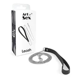 Повідець на ланцюжку з натуральної шкіри Art of Sex - Leash - мініатюра 4