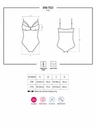 Еротичне боді Obsessive 818-TED-1 з вишивкою L/XL чорний - мініатюра 4