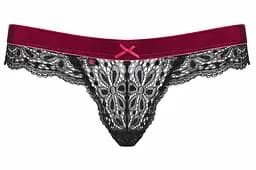 Мереживні стрінги Obsessive Rossita L/XL чорний-червоний - мініатюра 7