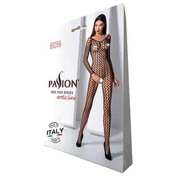 Бодістокінг Passion BS068 комбінезон велика сітка довгий рукав S/M/L black - мініатюра 7