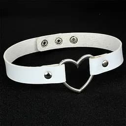 Чокер із серцем у стилі BDSM шкіряний One size K0595-3 - мініатюра 2