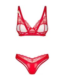 Комплект білизни Obsessive Aliosa S/M червоний - мініатюра 5