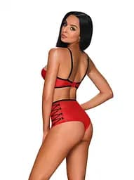 Комплект білизни Obsessive Leatheria S/M червоний - мініатюра 2