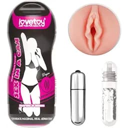 Мастурбатор Lovetoy Sex In A Can с вибрацией телесный