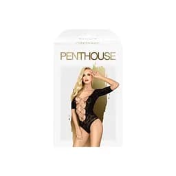 Боді Penthouse Salute Me Black імітація шнурівки на спині та декольте геометричне плетіння XL - мініатюра 3