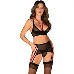 Комплект білизни Obsessive Glandez 3-предмети XL/2XL (чорний)