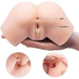 Мастурбатор з подвійною вібрацією і двома входами Crazy Bull-Samantha Dual Vagina and Anal, BM - 00900T71ZK, Телесный - мініатюра 4