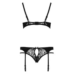 Комплект білизни Passion PAULINE Set black: стрепи: ліф L/XL - мініатюра 6