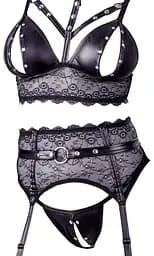 Еротичний комплект Cottelli Collection Bondage Bra Suspender M чорний - мініатюра 13