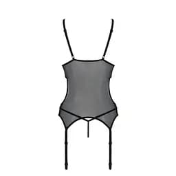 Корсет з підв'язками та ажурним ліфом Passion Christa CorSet black L/XL - мініатюра 6