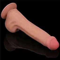 Фалоімітатор LoveToy Sliding-Skin Dual Layer Dong 29 см тілесний - мініатюра 5