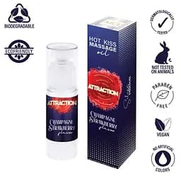 Їстівна масажна олія Mait Attraction Champagne Strawberry Hot Kiss 50 мл - мініатюра 3