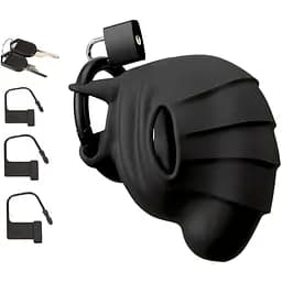 Мужской пояс верности Black Velvets Cock & Ball Cage 10 см черный