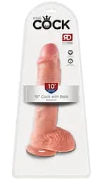 Реалістичний пеніс King Cock With Balls з венами і присоскою 26.7 см тілесний - мініатюра 6