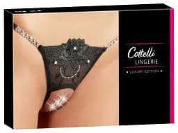Трусики-стрінги Cottelli Collection String Rhinestones S/M чорний - мініатюра 4