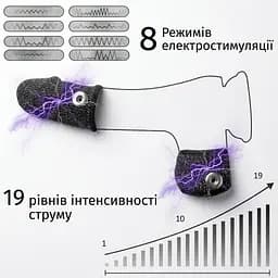 БДСМ насадки таканинні еластичні для електростимуляції пенісу та яєчок з пультом ДК та USB 19 режимів - мініатюра 4