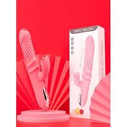 Вібратор силіконовий і поступальними рухами Pretty Love для жінок з підігрівом рожевий