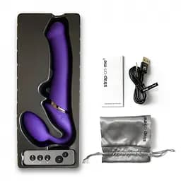 Страпон Strap-On-Me Vibrating L, 19 см (фіолетовий) - мініатюра 9