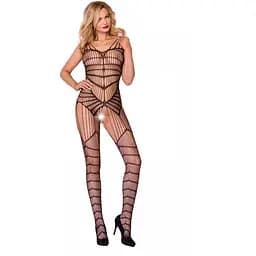 Чорний ажурний бодістокінг Casmir CA004 зі складним вертикальним плетінням