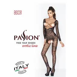 Бодістокінг Passion BS031 комбінезон з відкритими грудьми S/M/L white - мініатюра 5