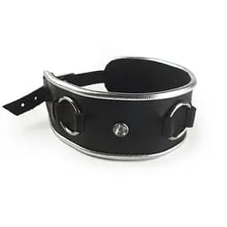 Нашийник з натуральної шкіри зі стразами та кільцем Art of Sex - Collar Ring - мініатюра 3