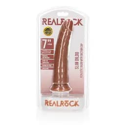 Фалоімітатор RealRock Slim Realistic 7", 18 см (тілесний) - мініатюра 6
