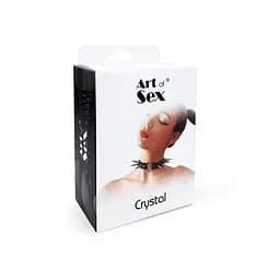 Чокер серце з великими шипами, із натуральної шкіри Art of Sex - Crystal - мініатюра 6