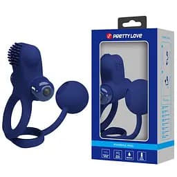 Віброкільце Pretty Love Vibration Penis Sleeve IV 20.3 см синій - мініатюра 10
