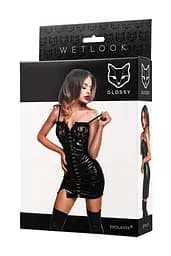 Міні-сукня Glossy Nelly wetlook S (чорний) - мініатюра 8