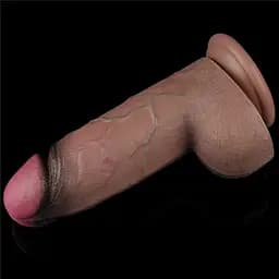 Фалоімітатор Dual-Layered Silicone Nature Cock 9.5'' 24.6 см (коричневий) - мініатюра 7