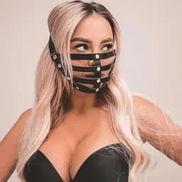 Шкіряна маска з ремінцями One size чорна K000597