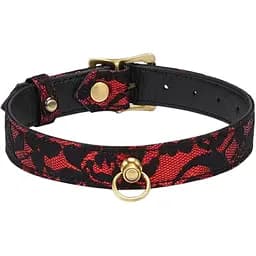 BDSM нашийник Liebe Seele Victorian Garden Lace чорний з червоним