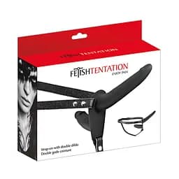 Двойной страпон Fetish Tentation Strap-On With Double Dildo 15 см черный