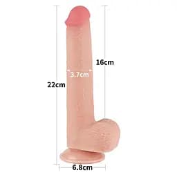 Фалоімітатор LoveToy Sliding-Skin Dual Layer Dong 22 см тілесний - мініатюра 7