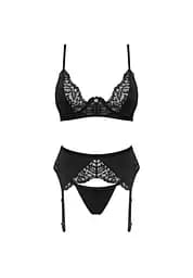Комплект білизни Obsessive Bellastia XL/2XL чорний - мініатюра 5