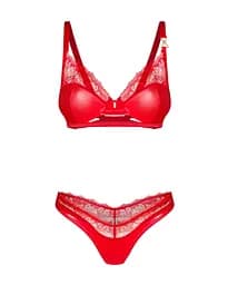 Комплект білизни Obsessive Aliosa L/XL червоний - мініатюра 4