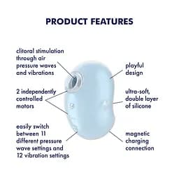 Вакуумний кліторальний стимулятор з вібрацією Satisfyer Cutie Ghost Blue Satisfyer SX0572 99365 - мініатюра 5