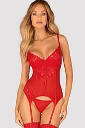 Комплект Obsessive Ingridia corset (Червоний, XS/S) Obsessive 100415 96959