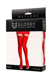 Панчохи Glossy Wetlook Isla, XL (червоний) - мініатюра 4